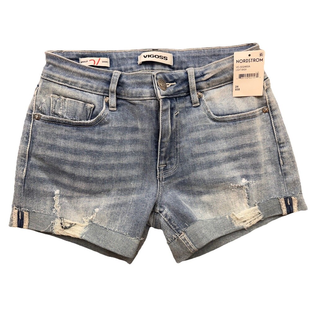 VIGOSS Marley Short Distressed Light  Denim Women's Shorts waist size 24" Small